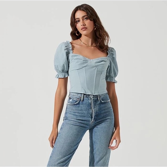 ASTR THE LABEL | RAYA CORSET TOP BLUE - Picture 3 of 7